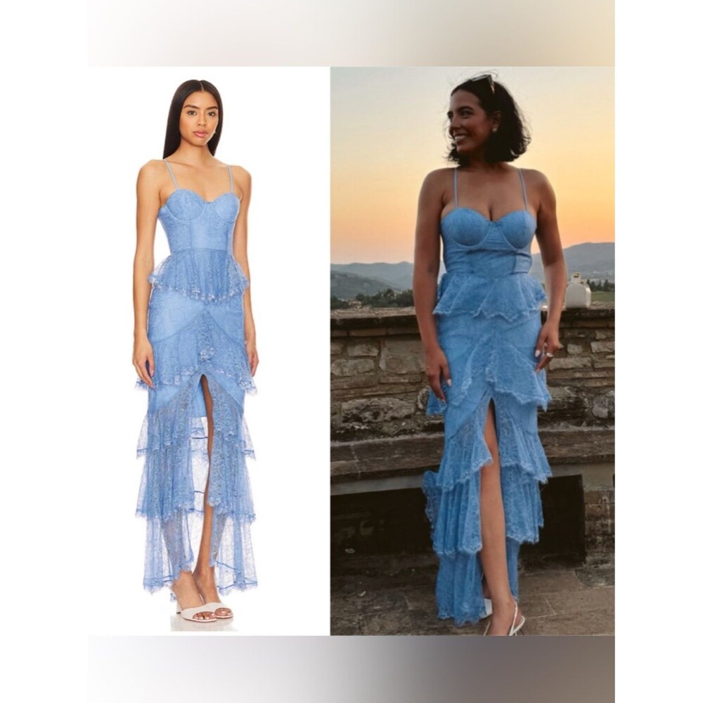 Majorelle Zelda Fitz Lace Maxi Gown In Robins Egg Blue SIZE M NWT